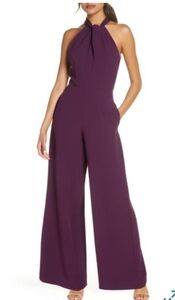 julia Jordan Halter Wide Leg Crepe Jumpsuit